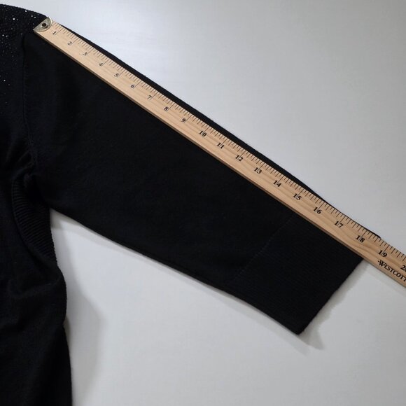 Cable & Gauge Plus Size Top 2x Black Rhinestones Half Sleeve Pullover Whimsigoth - Picture 6 of 14